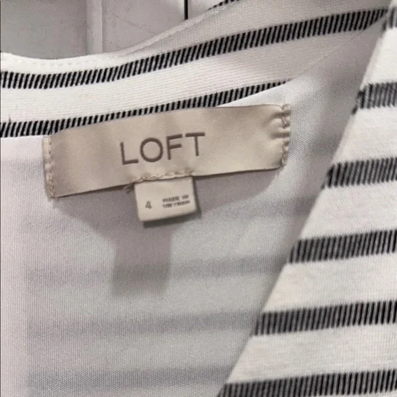 LOFT Black and White Striped Mini Dress - Picture 2 of 4